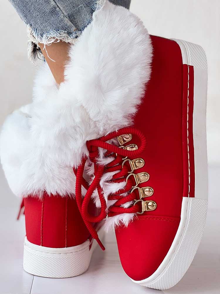 Warm Plush PU Leather Boots