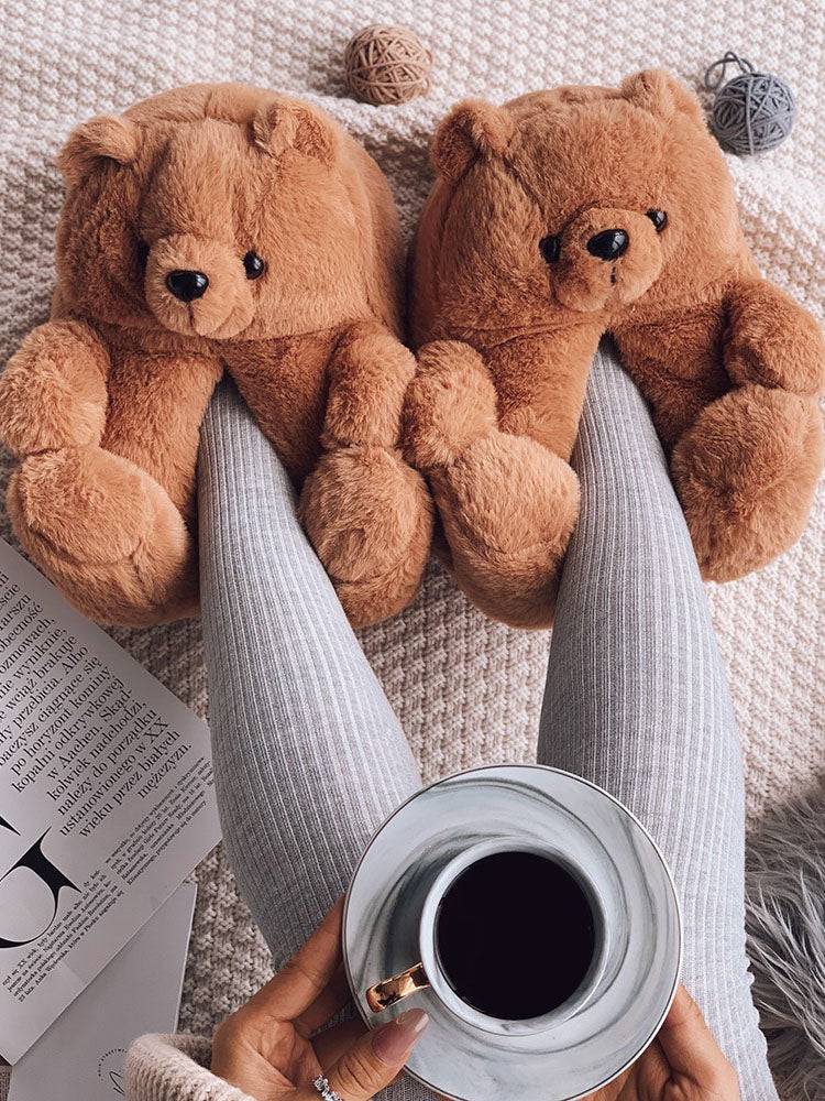 Fluffy Teddy Bear Slippers