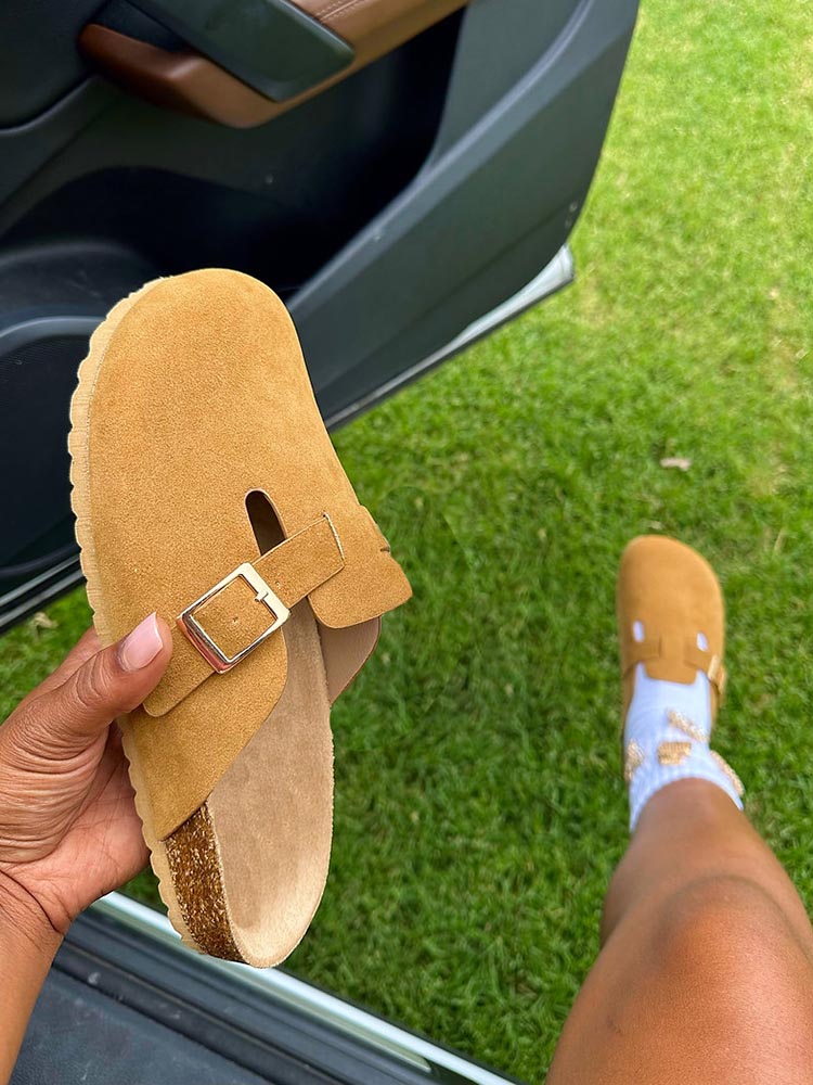 Suede Slip-On Sandals