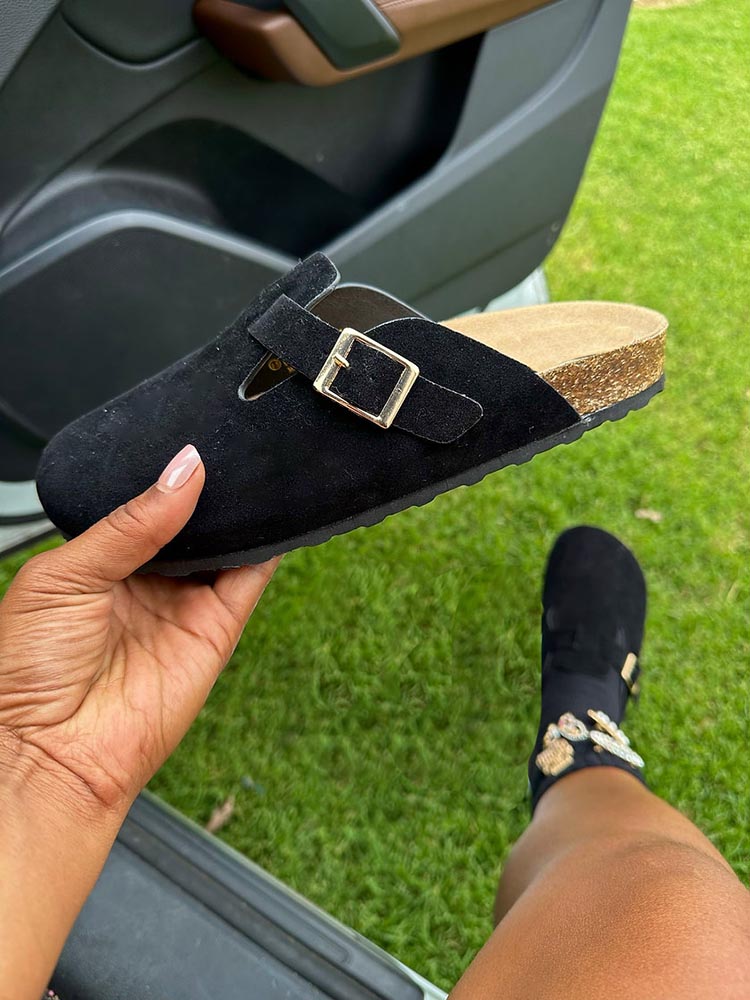 Suede Slip-On Sandals