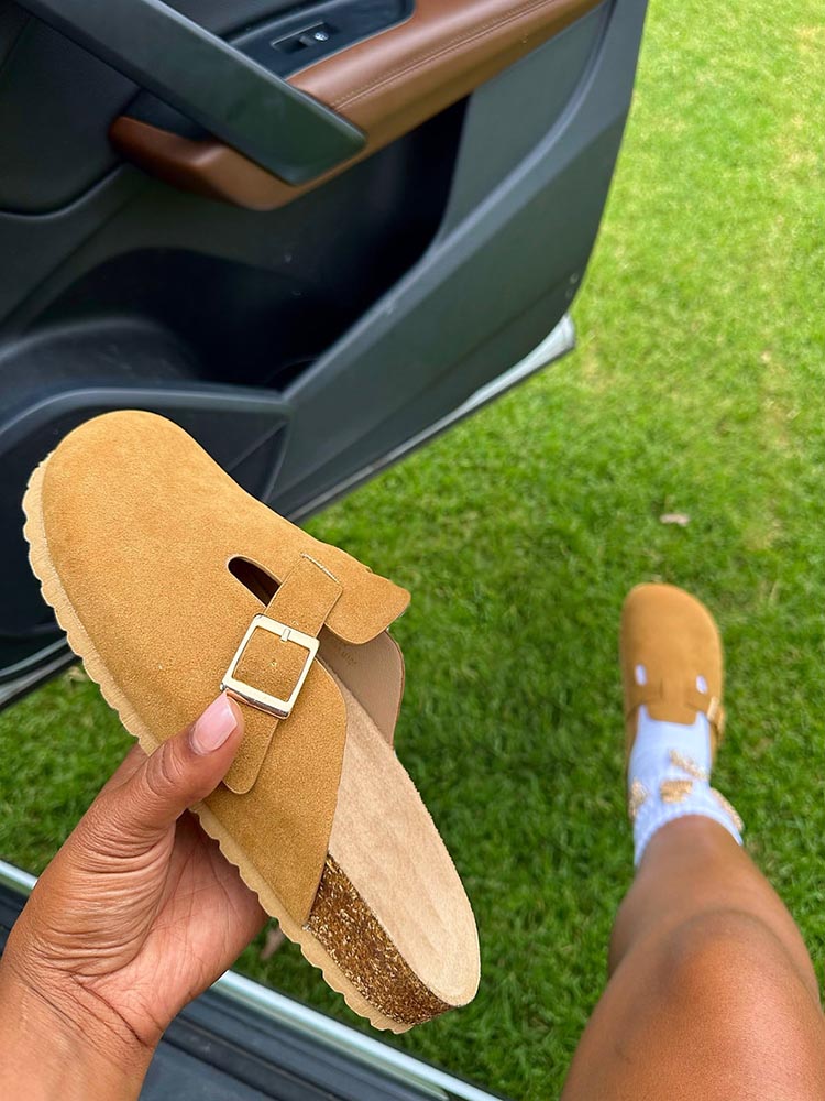 Suede Slip-On Sandals