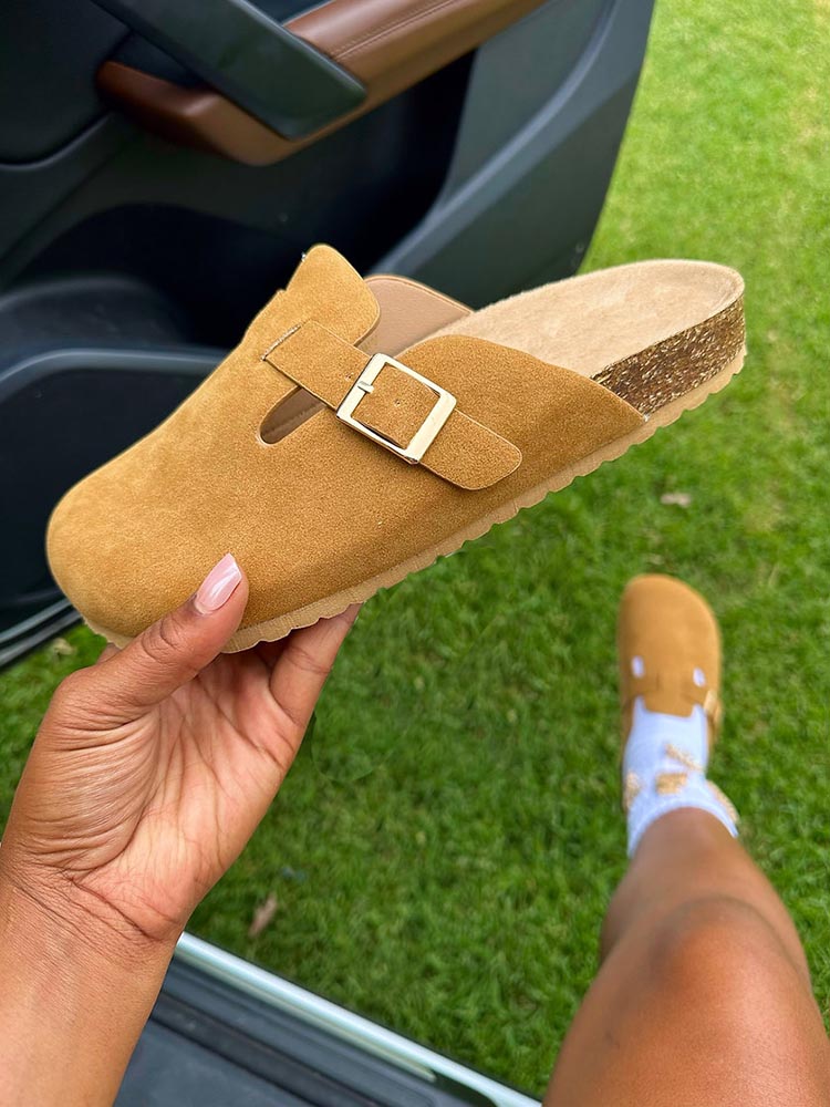 Suede Slip-On Sandals