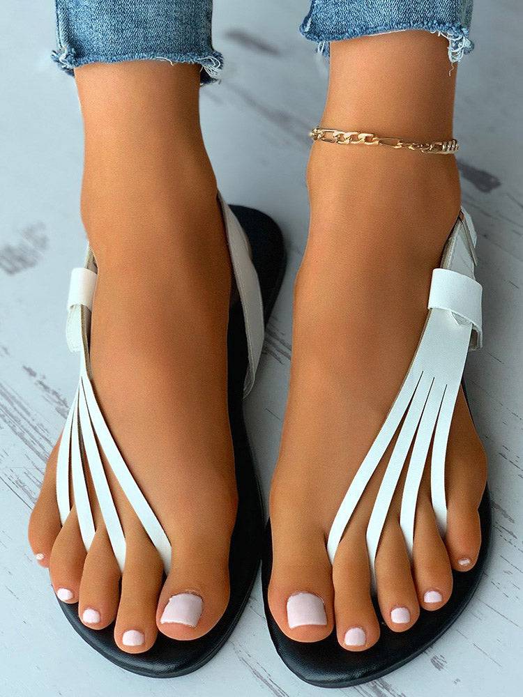 Strap Toe Slingback Flat Sandals