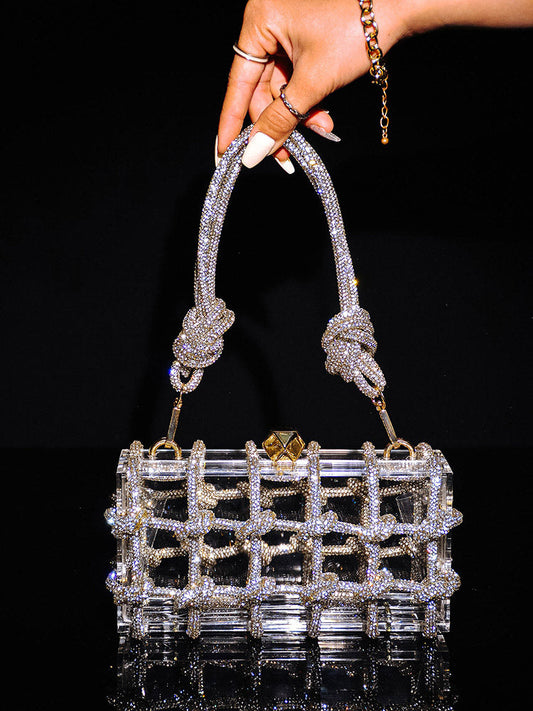 Rhinestone Rope Clear Box Handbag