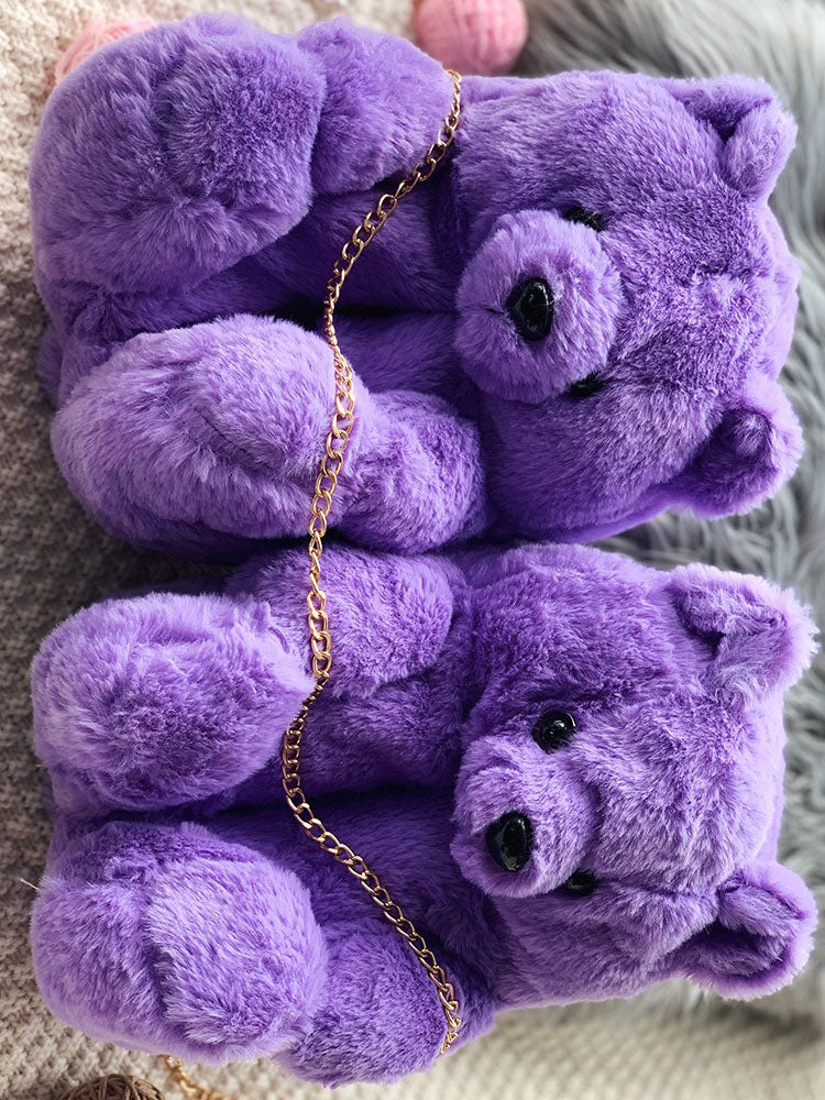 Fluffy Teddy Bear Slippers