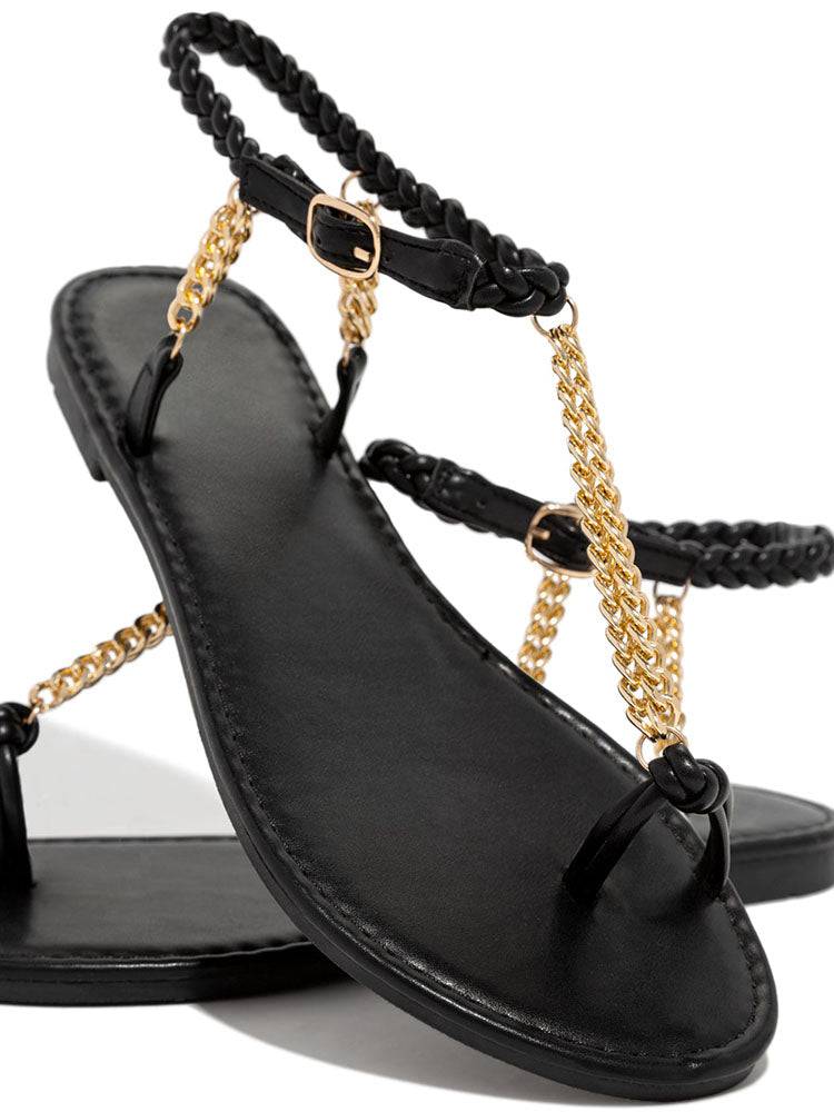 Metal Chain Flat Sandals