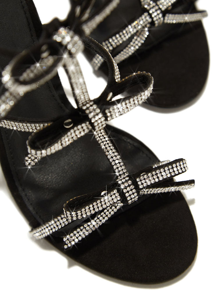 Rhinestone Bow Heeled Sandals