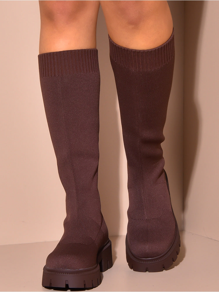 Knitted Flat Heel Sock Boots