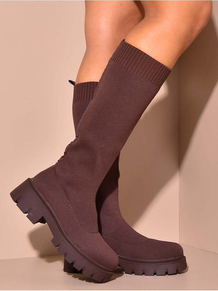 Knitted Flat Heel Sock Boots