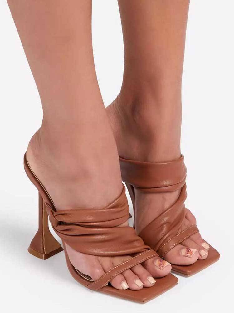 Square Toe PU Sandals