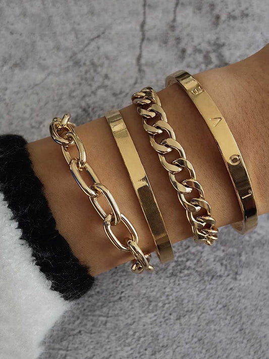 Love Gold 4 Pieces Bracelet Set