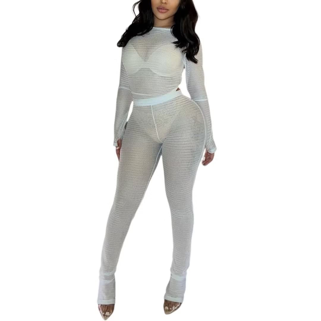 Sheer Top Flared Pants Set