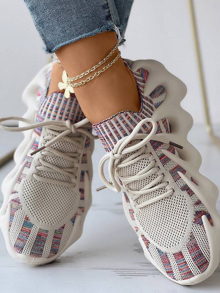 Lace-up Knit Breathable Sneakers