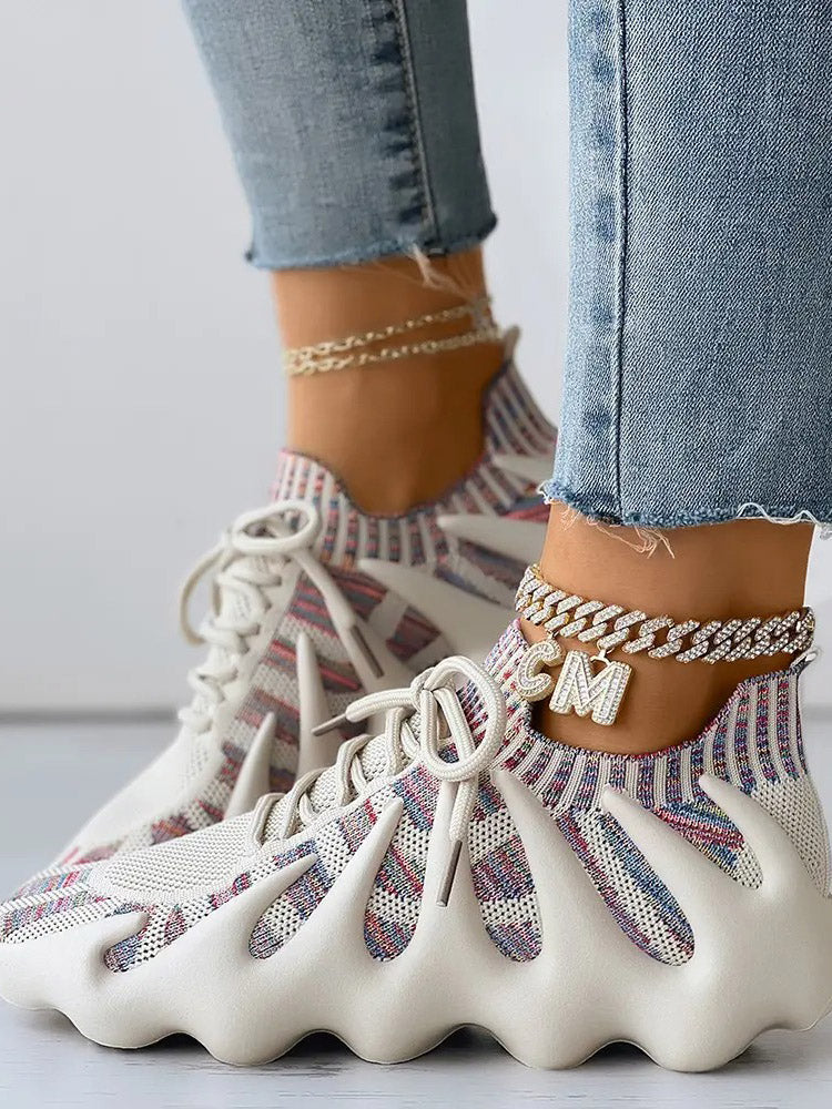 Lace-up Knit Breathable Sneakers