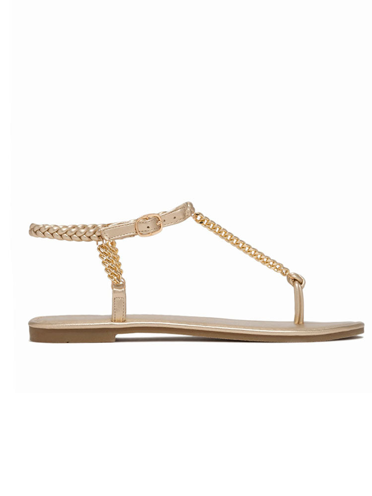 Metal Chain Flat Sandals