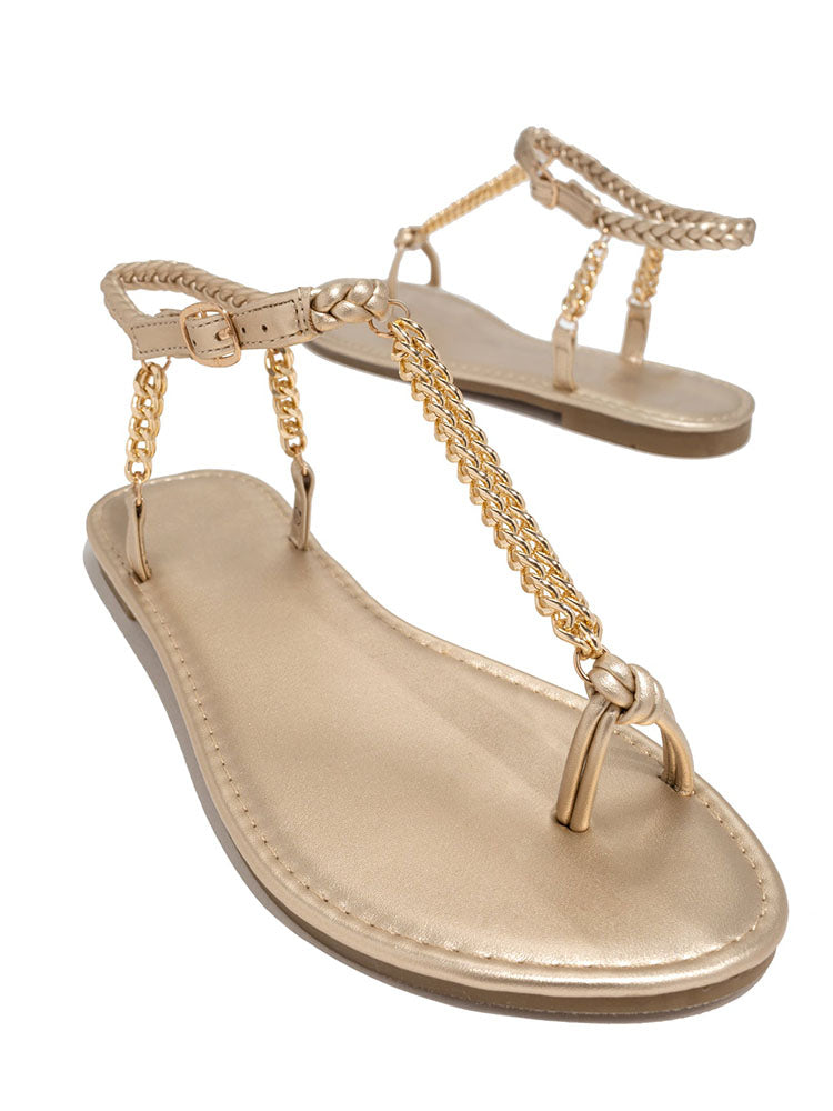 Metal Chain Flat Sandals