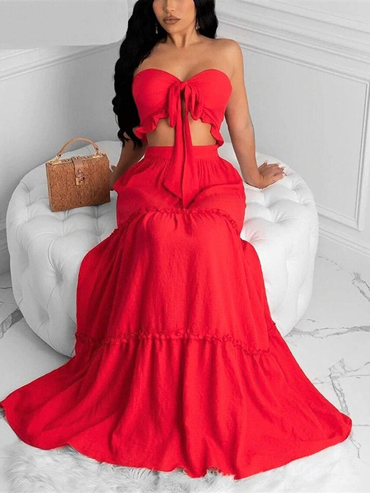 Strapless Top Maxi Skirt Set