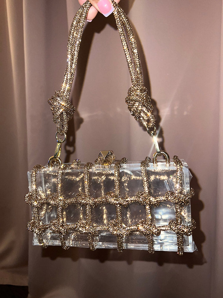 Rhinestone Rope Clear Box Handbag