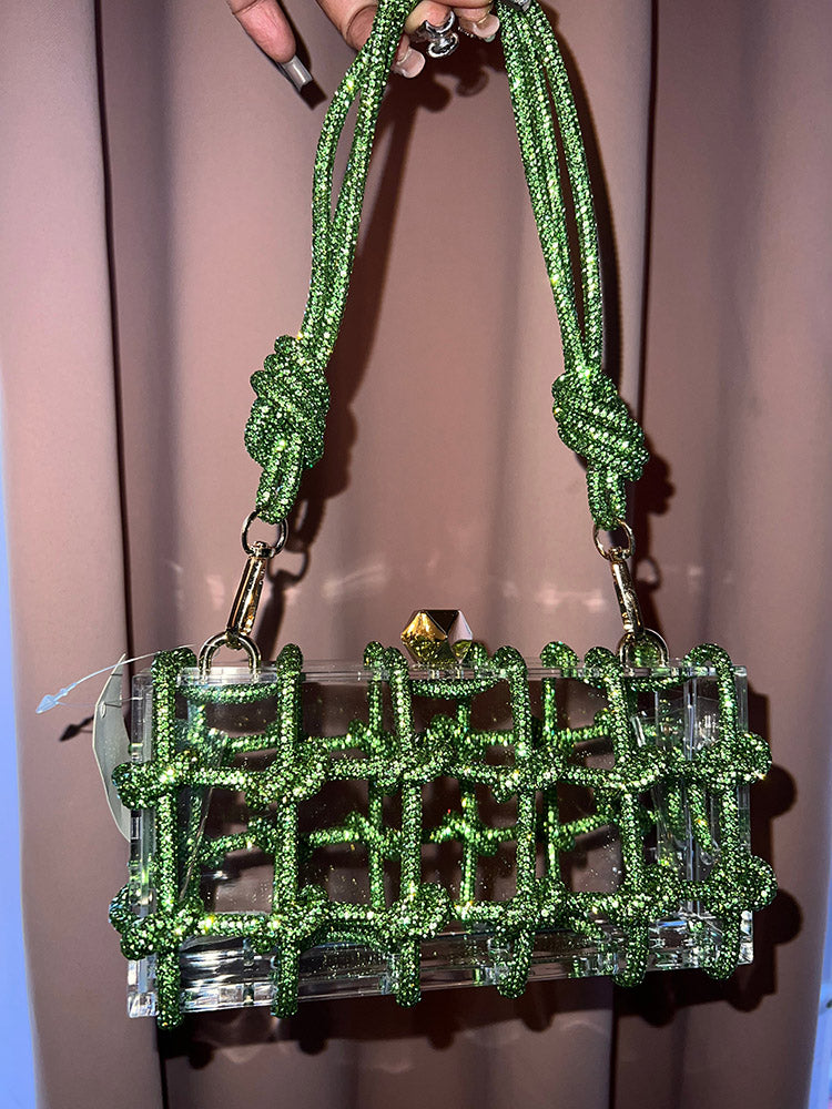 Rhinestone Rope Clear Box Handbag