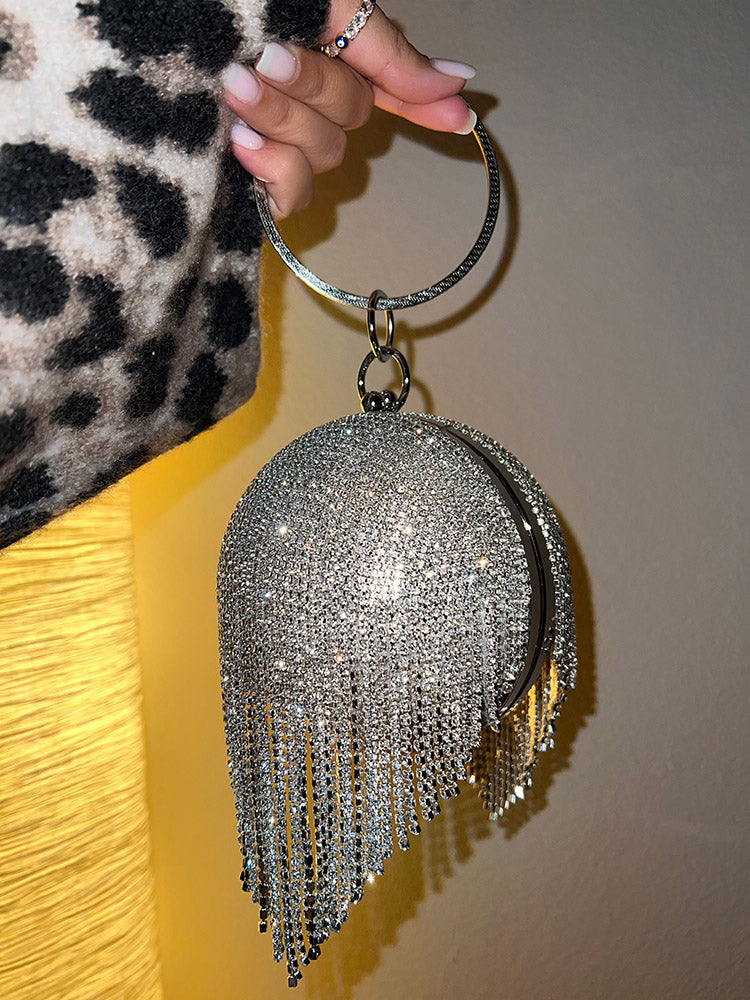 Rhinestone Tassel Evening Clutch