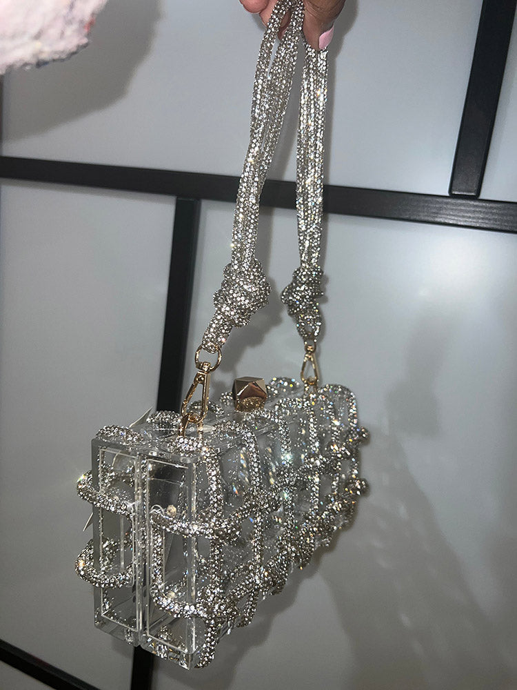 Rhinestone Rope Clear Box Handbag