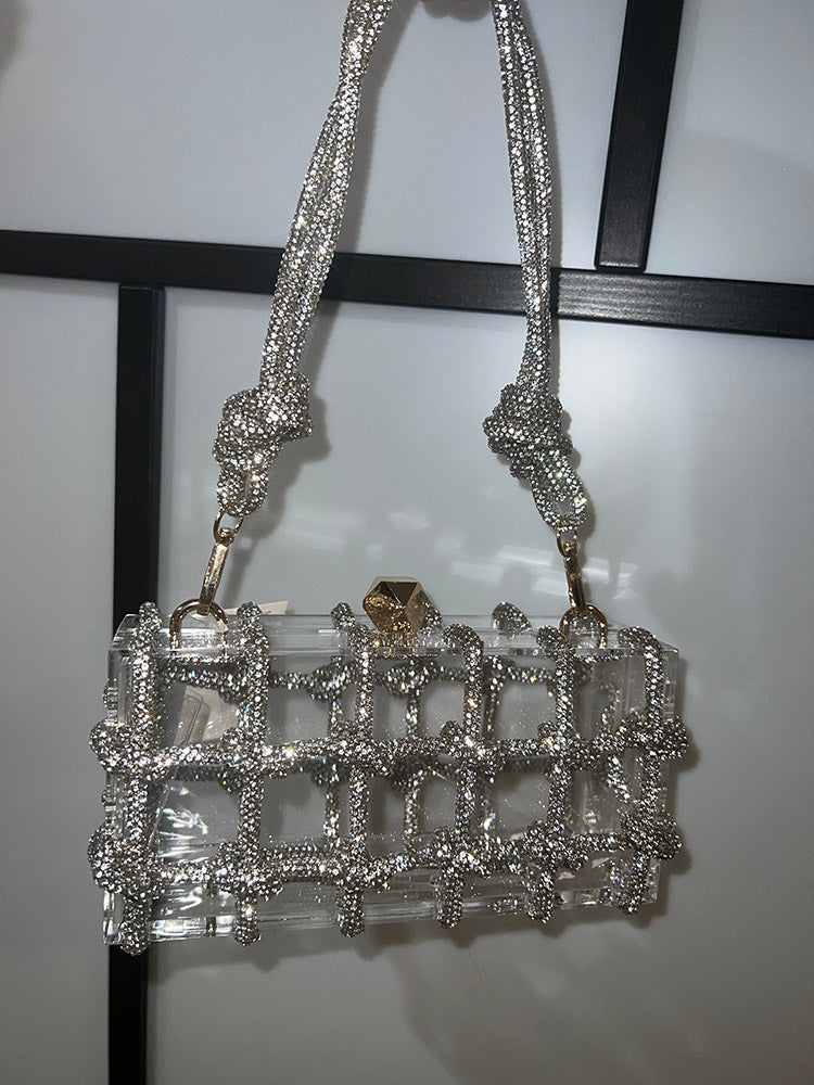 Rhinestone Rope Clear Box Handbag