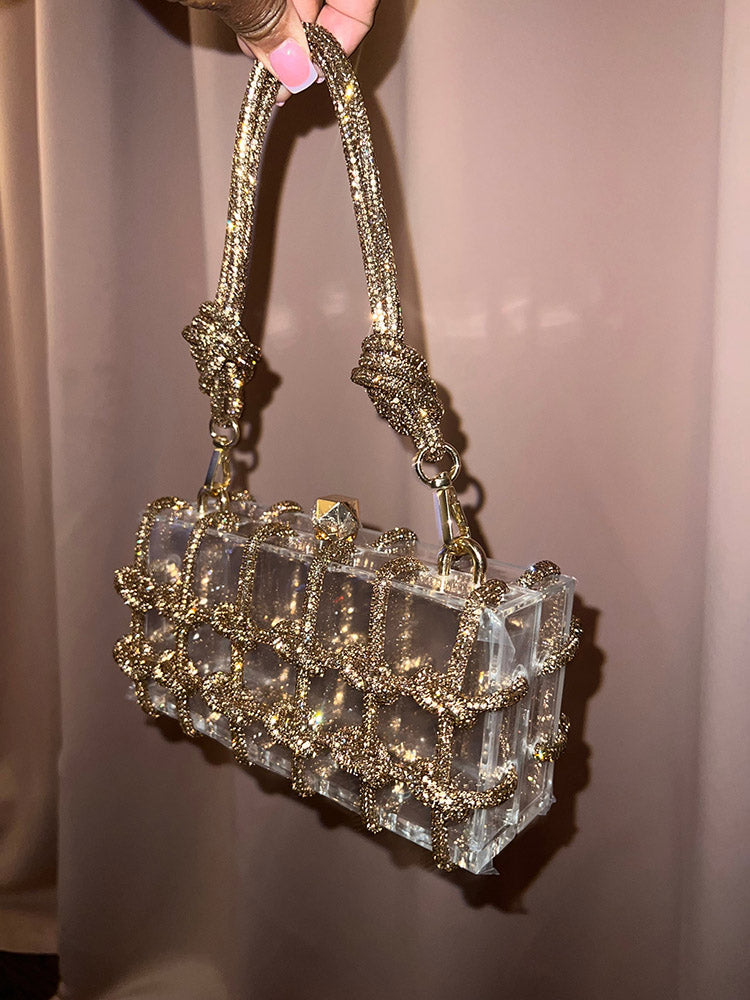 Rhinestone Rope Clear Box Handbag