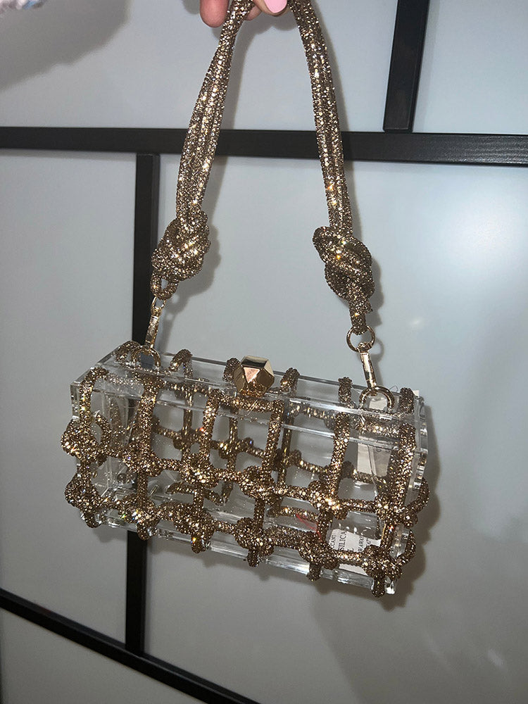 Rhinestone Rope Clear Box Handbag