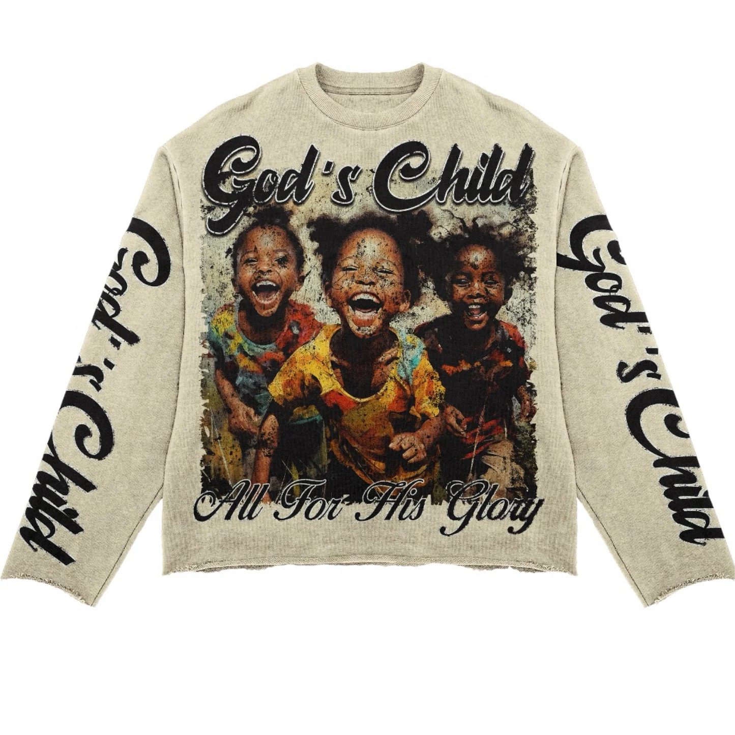 God’s Child Knit Crewneck – All For His Glory Vintage Streetwear