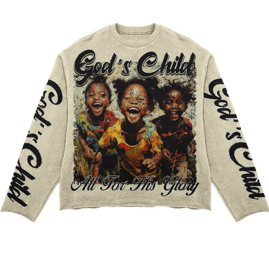 God’s Child Knit Crewneck – All For His Glory Vintage Streetwear
