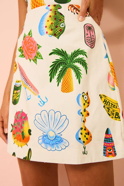 Joyful Scrawl Square Neck Lace Up Blend Linen Summer Mini Sundress