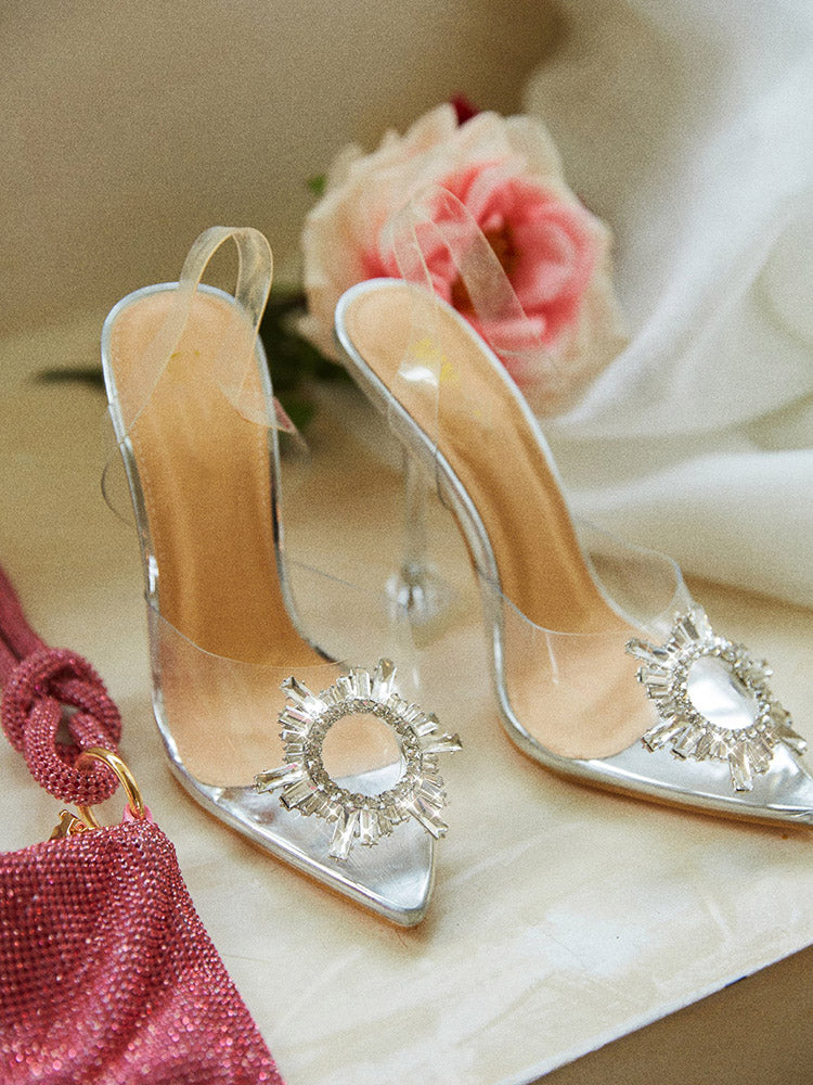 Rhinestone Pointed Toe Heel Sandals