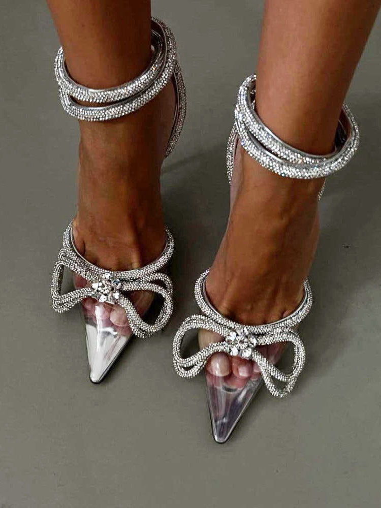 Rhinestone Bowknot Heel Pumps