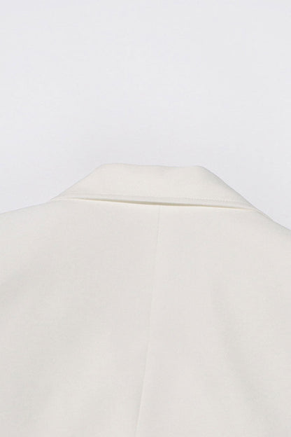 Minimalist Lapel Collar Padded Long Sleeve One Button Cinch Waist Blazer