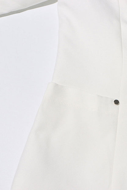 Minimalist Lapel Collar Padded Long Sleeve One Button Cinch Waist Blazer