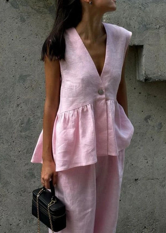 Arlise - Flowy Sleeveless Linen Set