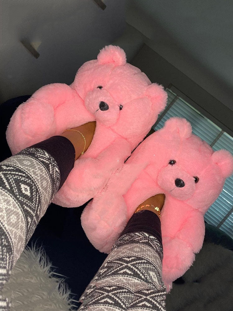 Fluffy Teddy Bear Slippers