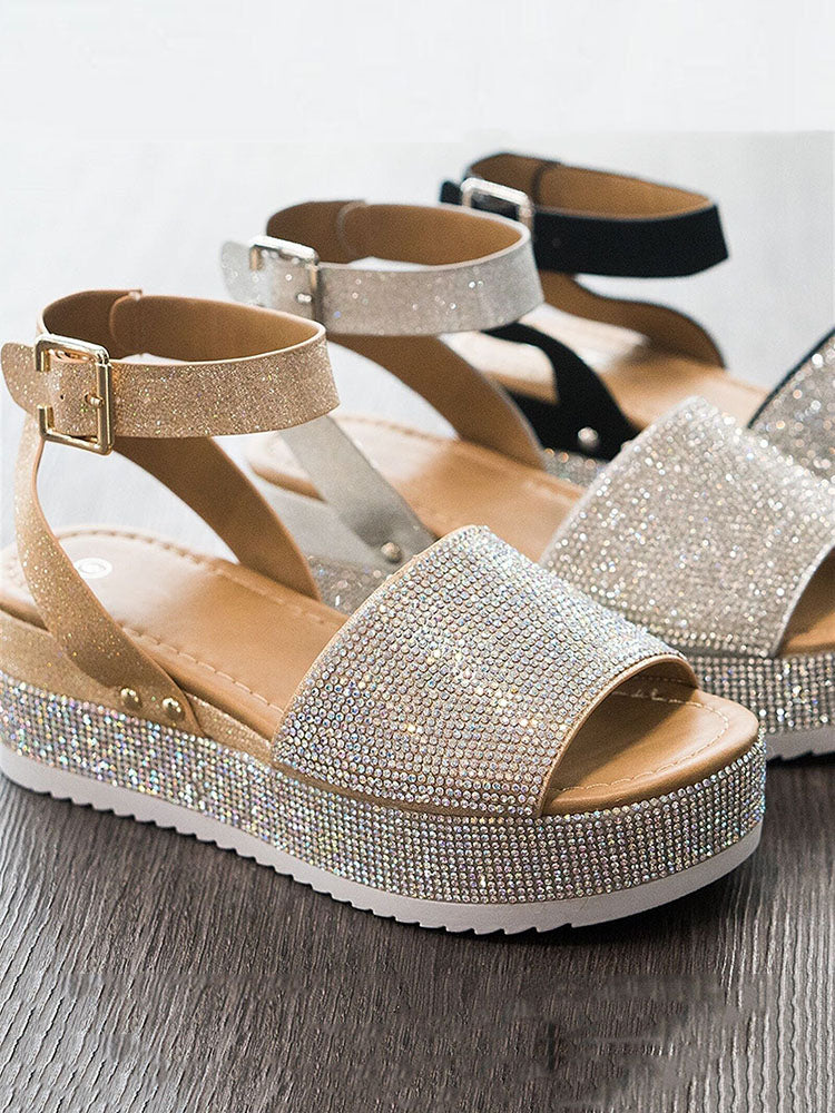 Casual Rhinestone Platform Sandals