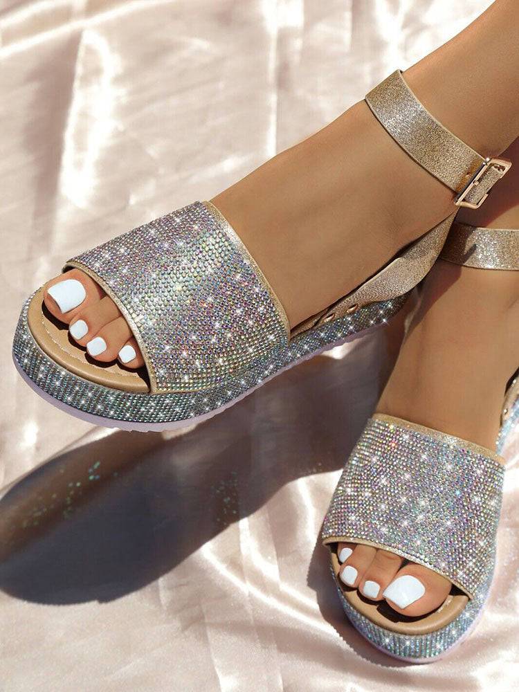 Casual Rhinestone Platform Sandals