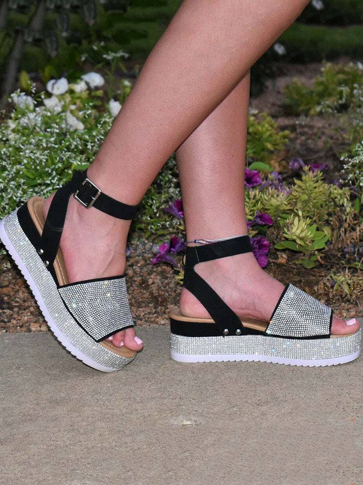 Casual Rhinestone Platform Sandals