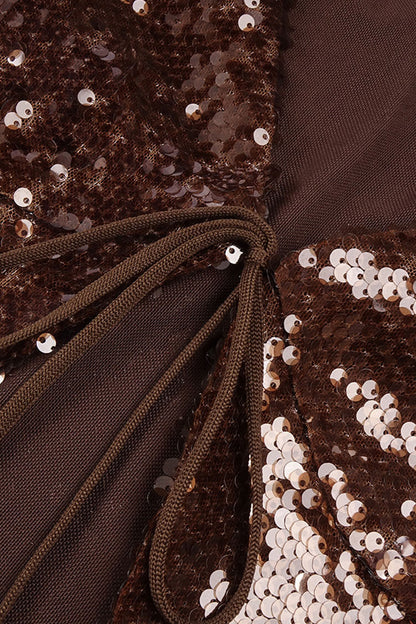 Shimmering Sequin Tie Front Jacket Fishtail Maxi Skirt Matching Set