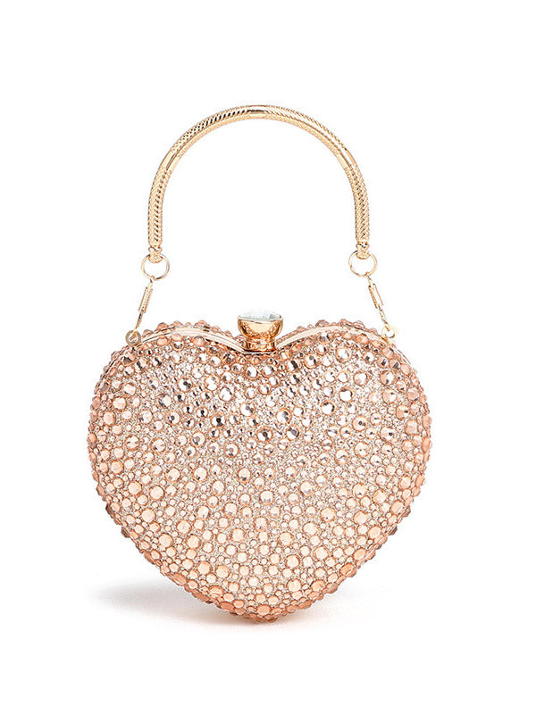 Rhinestone Heart-Shaped Clutch