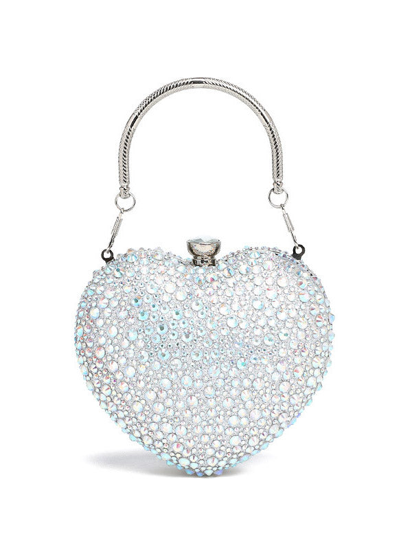 Rhinestone Heart-Shaped Clutch