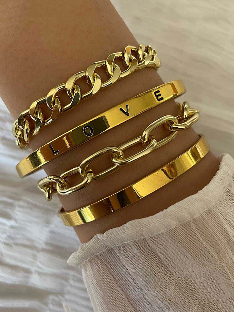 Love Gold 4 Pieces Bracelet Set