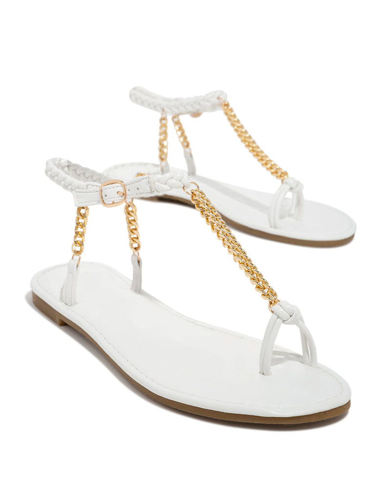 Metal Chain Flat Sandals